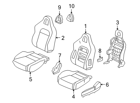 2002 Honda Civic Front Seat Components Pad Assembly, Left Front Seat Cushion Diagram for 81532-S5T-G41