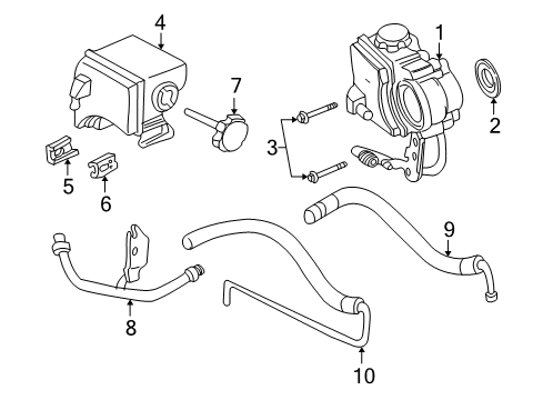 1999 Pontiac Grand Am P/S Pump & Hoses, Steering Gear & Linkage Pressure Hose Diagram for 26072757