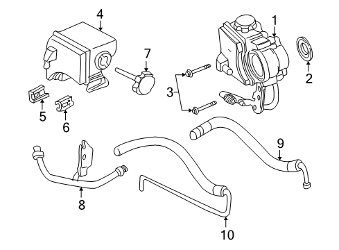 1999 Pontiac Grand Am P/S Pump & Hoses, Steering Gear & Linkage Return Hose Diagram for 26068108