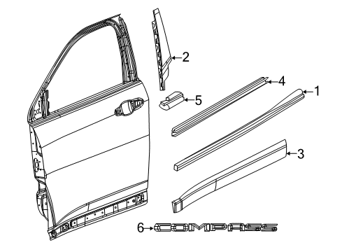 2022 Jeep Compass Exterior Trim - Front Door Molding-Front Door Diagram for 5UP25RXFAB