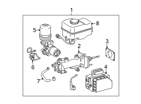 2006 Toyota Tundra Dash Panel Components Booster Assembly Diagram for 47050-0C020