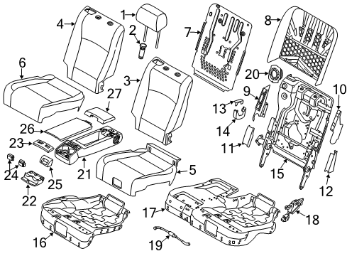 2014 BMW 535i GT xDrive Rear Seat Components FOAM PAD BASIC BACKREST LEFT Diagram for 52207235365