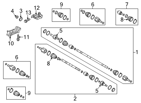 2014 Kia Soul Drive Axles - Front Boot Kit-Front Axle Differential Diagram for 49585B2200