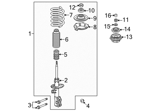 2007 Honda Fit Struts & Components - Front Shock Absorber Unit, Left Front Diagram for 51606-SLN-A13