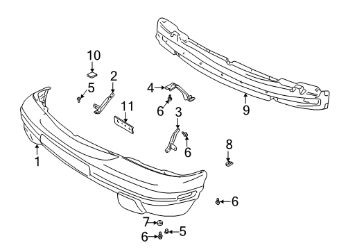 2002 Chevrolet Tracker Front Bumper Impact Bar Diagram for 91174822