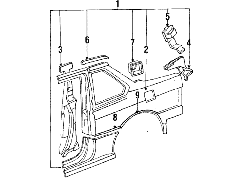 1988 Honda Prelude Quarter Panel & Components Cable, Fuel Lid Opener Diagram for 74411-SF1-A01