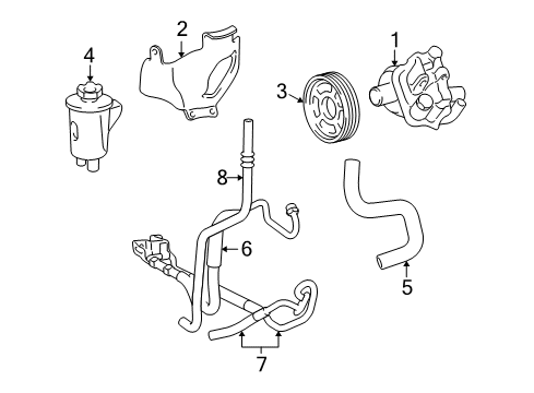 2004 Lincoln Aviator P/S Pump & Hoses, Steering Gear & Linkage Power Steering Pump Diagram for 2C5Z-3A696-AARM