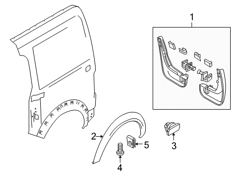 2012 Ford Transit Connect Exterior Trim - Side Panel Wheel Opening Molding Diagram for 2T1Z-58280K96-AA