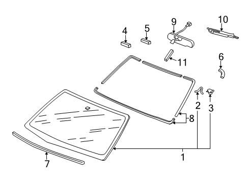 2007 Honda Ridgeline Windshield Glass Cover, Rearview Mirror Wire Harness Diagram for 76410-SJC-A00