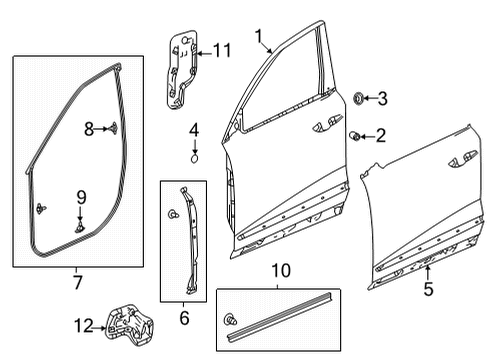 2022 Acura MDX Door & Components Seal, Front Diagram for 72327-TYA-A01