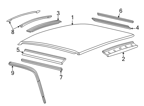 2005 Ford F-350 Super Duty Roof & Components Weatherstrip Diagram for 9C3Z-2851223-A