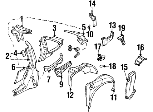 1990 Nissan 300ZX Inner Structure - Quarter Panel Wheel House-Rear, Outer LH Diagram for 76713-30P00