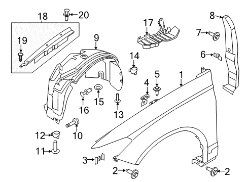 2014 Lincoln MKZ Fender & Components Fender Liner Diagram for DP5Z-16103-A