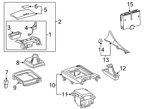 2008 Lexus IS350 Front Console Cover Sub-Assy, Shifting Hole Diagram for 58808-53040-C0