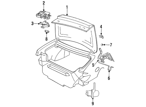 1995 Chrysler LHS Trunk Cylinder Pkg Lock D/LID Diagram for 4746672