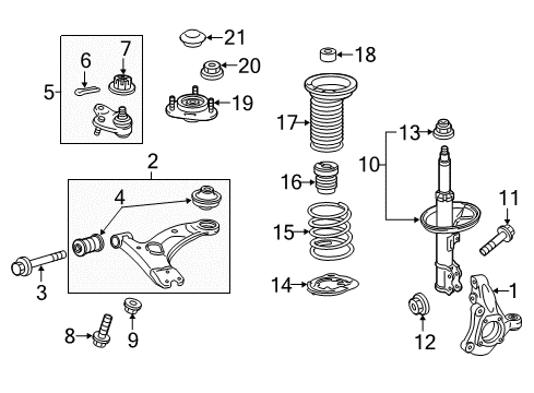 2022 Toyota Prius Prime Front Suspension Components Knuckle Diagram for 43211-02390