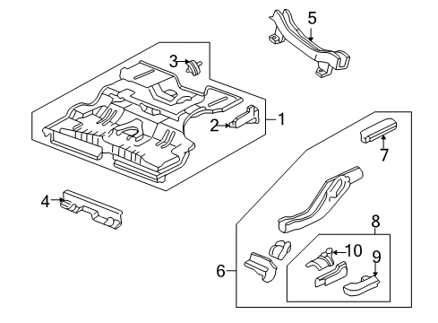 1997 Honda Civic Rear Body - Floor & Rails Frame, R. RR. Diagram for 65610-S02-A00ZZ