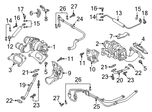 2019 Genesis G90 Turbocharger Gasket-TURBOCHANGER Oil Drain Diagram for 2824603010