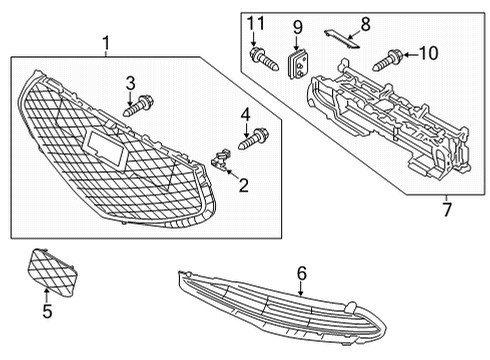 2022 Genesis G90 Grille & Components Cover Assembly-S.C.C Unit Diagram for 86367-D2500