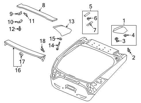 2019 Honda Civic Lift Gate - Spoiler Clip, Tailgate Vortex Generator Diagram for 91512-TGH-A01