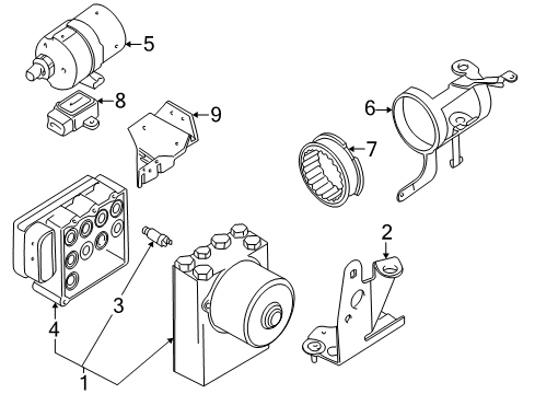 2002 BMW 530i Anti-Lock Brakes Bracket For Compressor Diagram for 34501165571