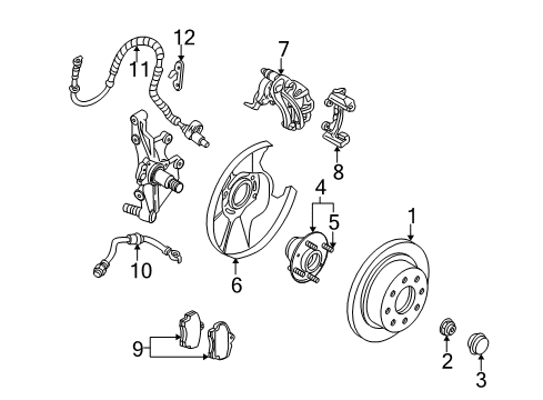 2000 Kia Spectra Anti-Lock Brakes Hub Cap Diagram for 0K20126071