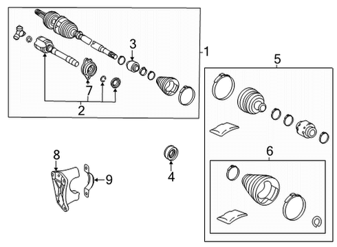 2022 Toyota Sienna Drive Axles - Front Boot Kit, FR Drive S Diagram for 04437-08110