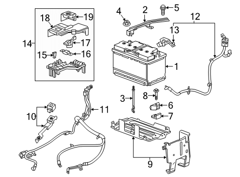 2022 Cadillac XT5 Battery Fuse & Relay Box Diagram for 84922666