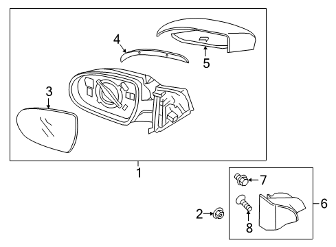 2020 Hyundai Elantra Outside Mirrors Mirror Assembly-Outside RR View, RH Diagram for 87620-F3530