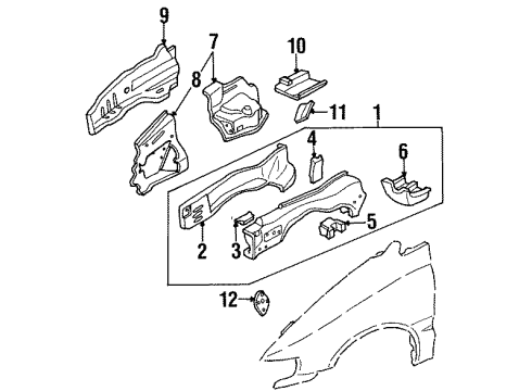 1996 Honda Odyssey Structural Components & Rails Wheelhouse Set, L. FR. Diagram for 04684-SX0-310ZZ