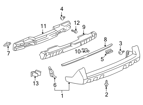 2003 Pontiac Aztek Rear Bumper Grommet-Rear Bumper Fascia Retainer Diagram for 10436655