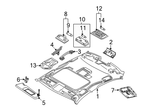 2012 BMW 328i xDrive Interior Trim - Roof Moulded Roof Lining Diagram for 51447252691