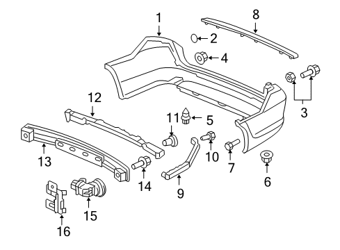 2010 Honda Odyssey Parking Aid Cap, Rear Bumper (Polished Metal Metallic) Diagram for 71503-S0X-000YH