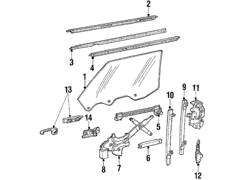 1985 Buick Riviera Glass - Door Hge Asm Front Door Diagram for 20082935