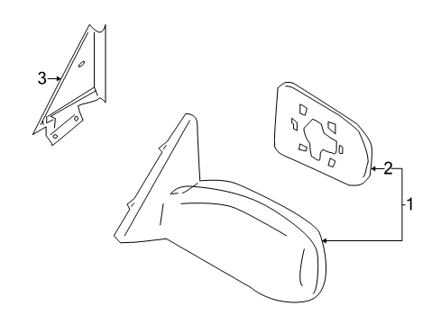 2000 Nissan Sentra Outside Mirrors Mirror-Door RH Diagram for 96301-5M000