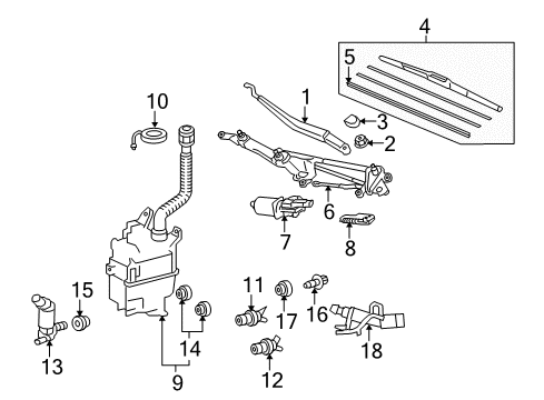 2010 Lexus RX450h Windshield - Wiper & Washer Components Cap, Washer, D Diagram for 85386-60070