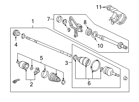 2006 Acura TL Drive Axles - Front Joint Set, Outboard Diagram for 44014-SDA-A51