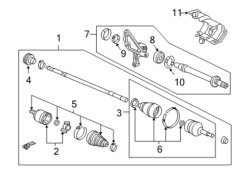 2006 Acura TL Drive Axles - Front Damper, Dynamic Diagram for 44351-SEP-A11