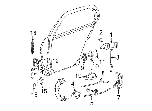 1996 Chevrolet Cavalier Rear Door - Lock & Hardware Hinge, Rear Side Door Upper Diagram for 16633459