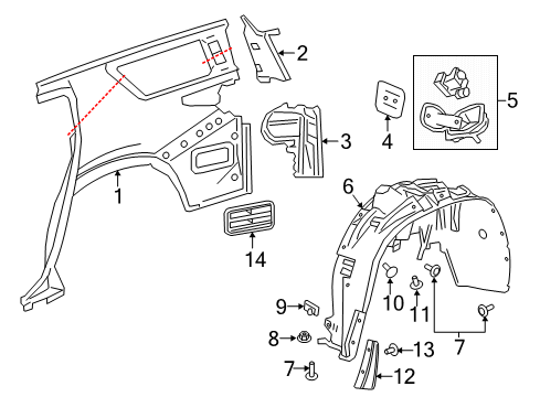 2019 Chevrolet Traverse Quarter Panel & Components Tail Lamp Pocket Diagram for 84244693
