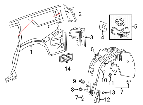 2019 Chevrolet Traverse Quarter Panel & Components Upper Panel Diagram for 84513117