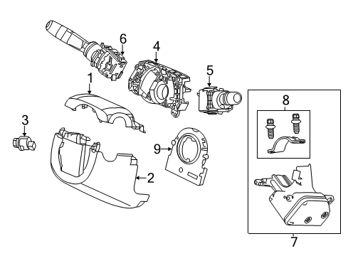 2015 Acura RLX Switches Lock Assembly, Steering Diagram for 06351-T6A-J01