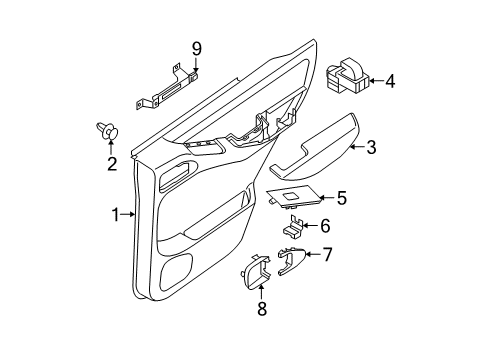 2009 Nissan Pathfinder Rear Door Rear Door Armrest, Left Diagram for 82941-EA302