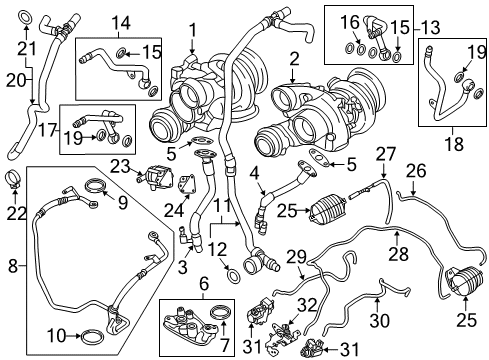 2013 BMW X6 Turbocharger T-Connector Diagram for 11721439973