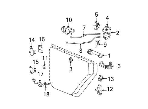 2013 Jeep Wrangler Rear Door Rear Door Latch Right Diagram for 4589048AL