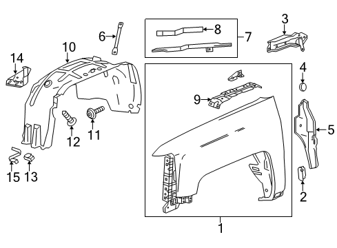 2014 GMC Sierra 1500 Fender & Components Fender Liner Diagram for 23496265