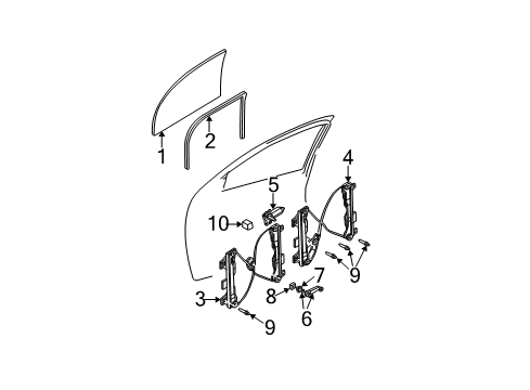 2005 Ford Focus Door - Glass & Hardware Weatherstrip Diagram for YS4Z-6121596-AB