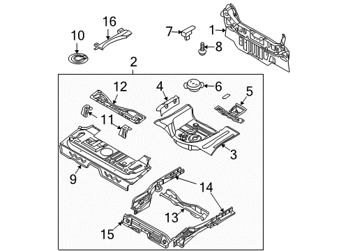 2008 Chevrolet Aveo5 Rear Body Panel, Floor & Rails Panel Asm, Rear Floor Rear Diagram for 95022788