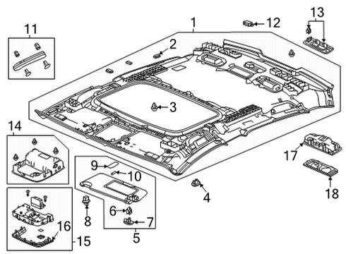 2021 Acura TLX Interior Trim - Roof Base (Alluring Ecru) Diagram for 34403-TGV-A21ZA
