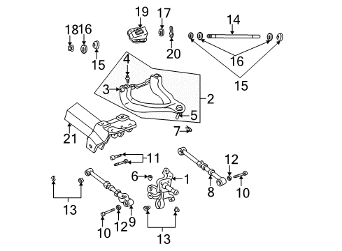 2001 Dodge Stratus Rear Suspension Components, Upper Control Arm, Stabilizer Bar Bracket-Trailing Link Diagram for 4695035
